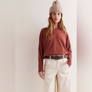 Free People We The Free Nina Long Sleeve Tee Shirt Brownie Large NWT